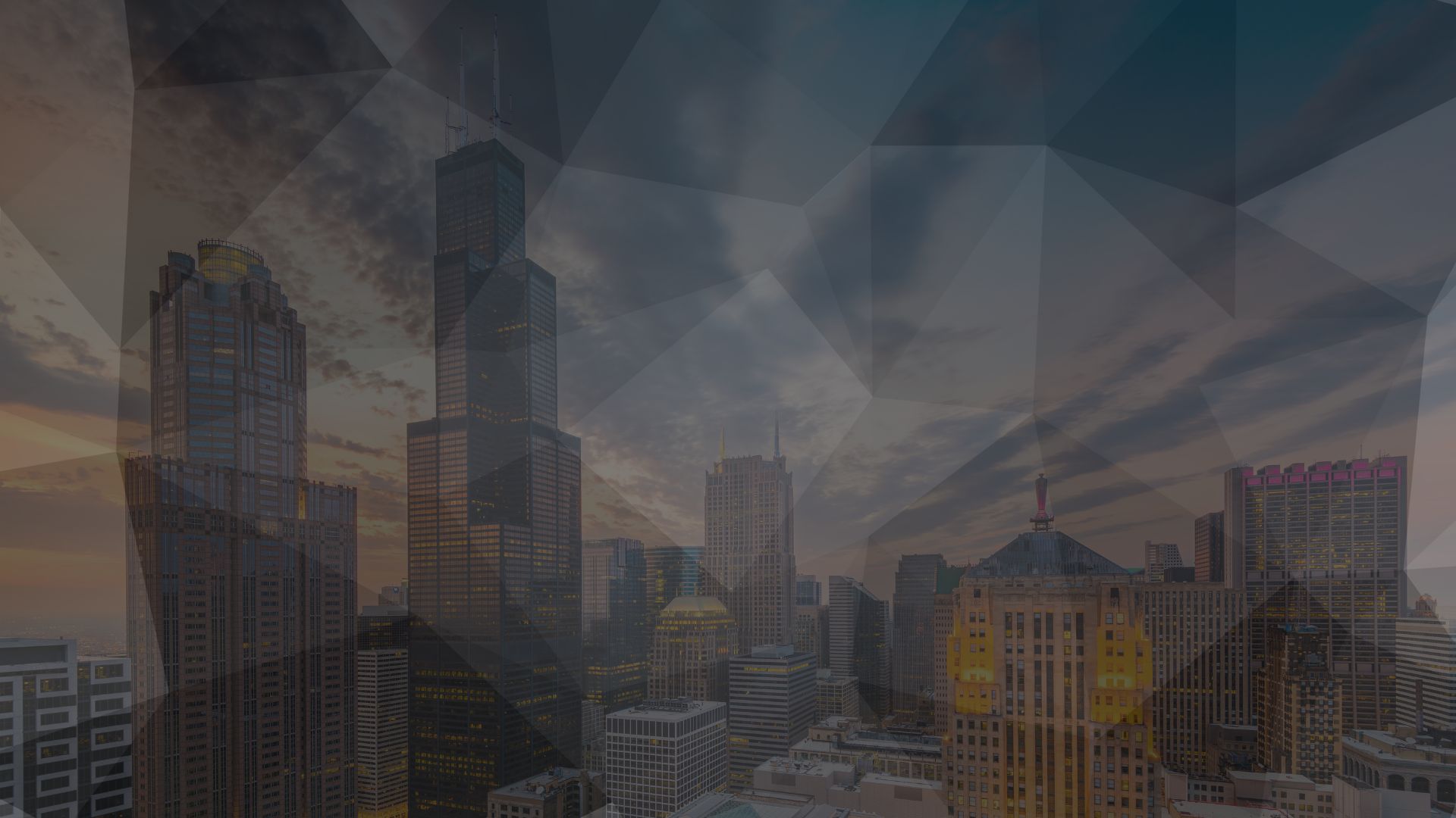 Stylized aerial photo of Chicago skyline