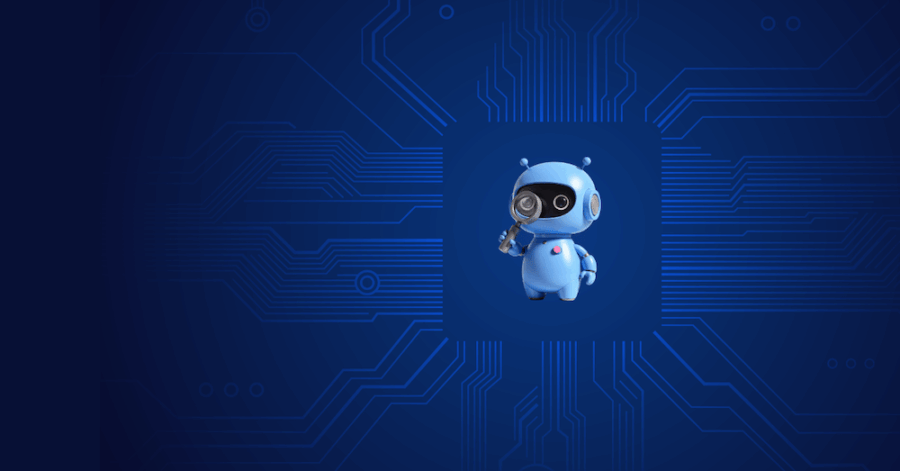 robot with magnifying glass